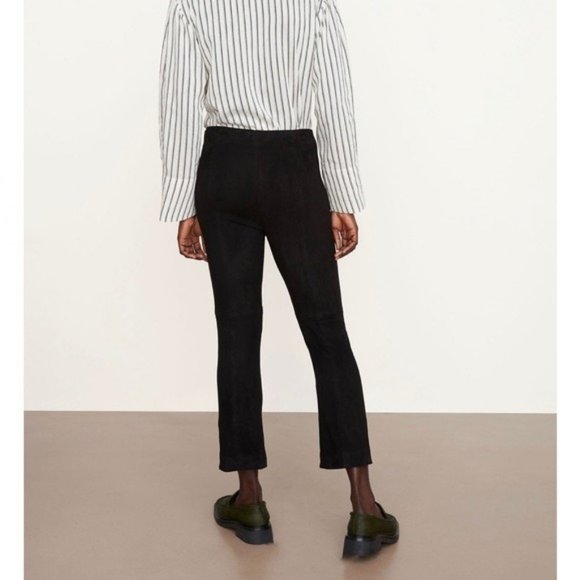 Vince $1295 Stretch Genuine Suede Cropped Flare Legging Pants NWT Black L - Picture 4 of 7